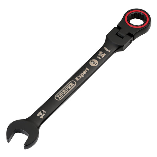 Draper-Expert-HI-TORQÂ®-Metric-Flexible-Head-Ratchet-Combination-Spanner,-14mm,-Black