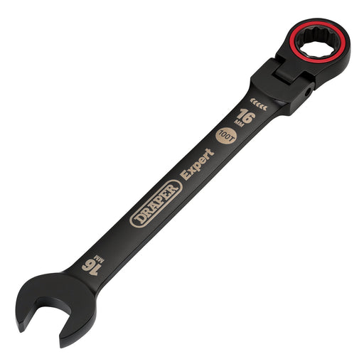 Draper-Expert-HI-TORQÂ®-Metric-Flexible-Head-Ratchet-Combination-Spanner,-16mm,-Black
