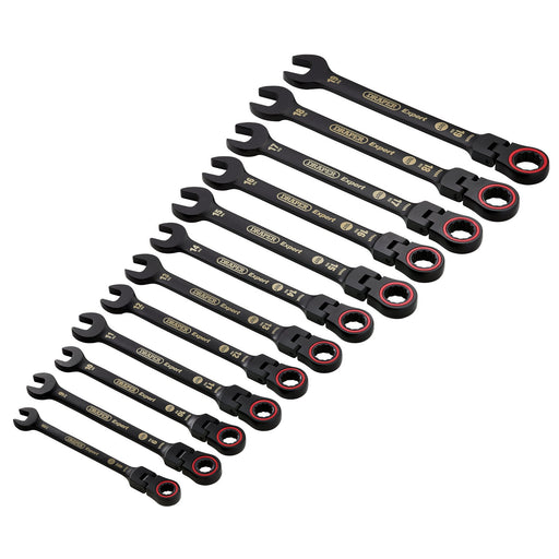 Draper-Expert-HI-TORQÂ®-Metric-Flexible-Head-Ratchet-Combination-Spanner-Set,-Black-(12-Piece)