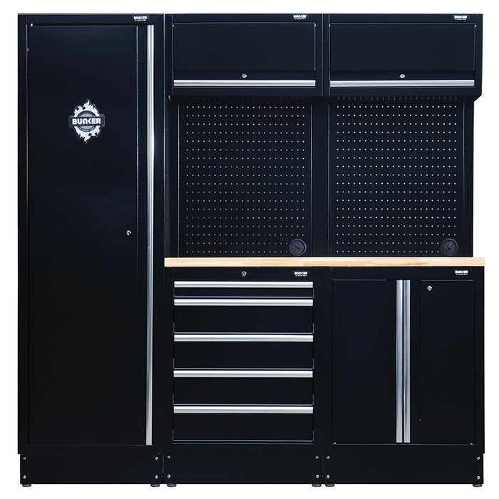 BUNKER®-11-Piece-Modular-Storage-Combo-with-Hardwood-Worktop,-1960mm