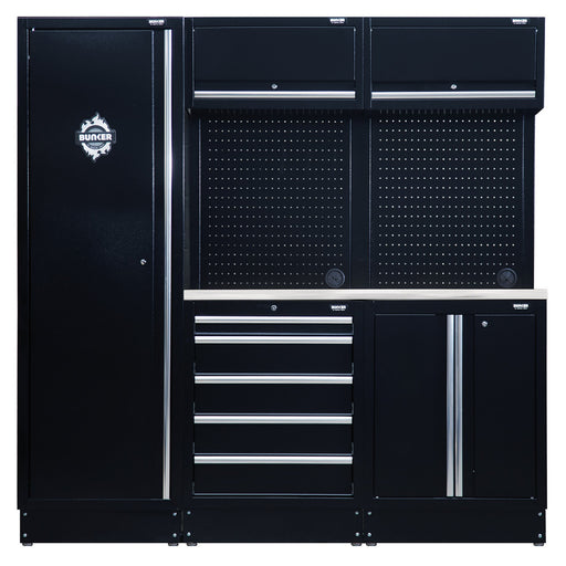 BUNKER®-11-Piece-Modular-Storage-Combo-with-Stainless-Steel-Worktop,-1960mm