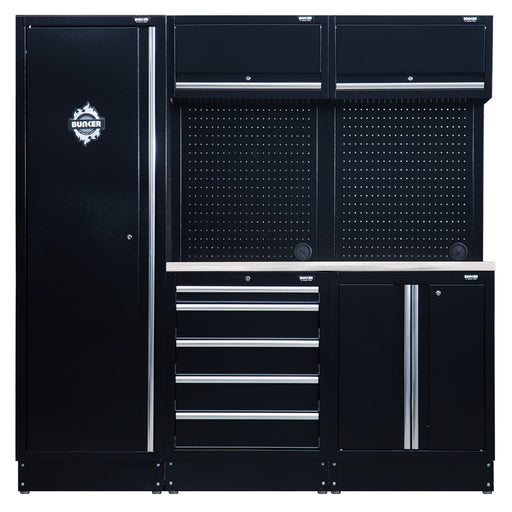 BUNKERÂ®-11-Piece-Modular-Storage-Combo-with-Stainless-Steel-Worktop,-1960mm