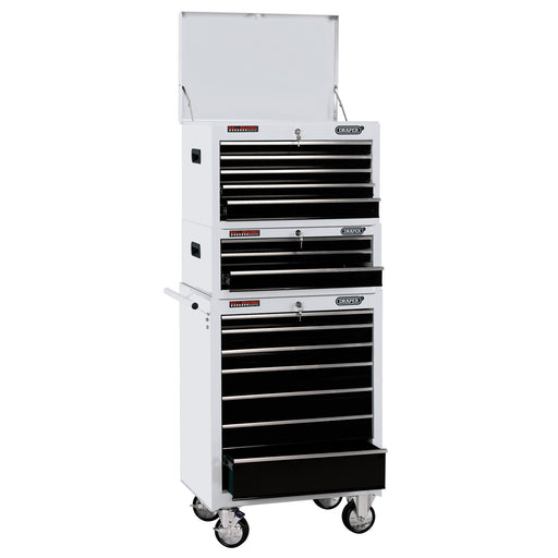 Combined-Roller-Cabinet-and-Tool-Chest,-15-Drawer,-26",-White