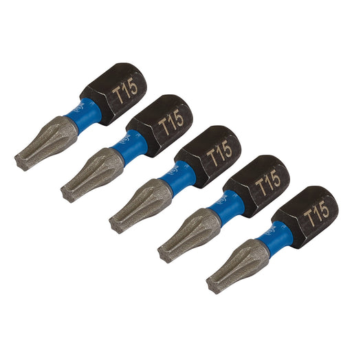 Draper-Expert-TX-STARÂ®-Impact-Screwdriver-Bits,-T15-x-25mm,-1/4"-Hex-(Pack-of-5)