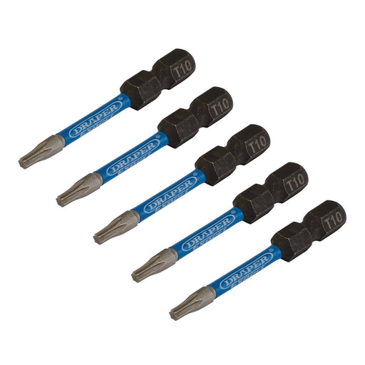 Draper-Expert-TX-STARÂ®-Impact-Screwdriver-Bits,-T10-x-50mm,-1/4"-Hex-(Pack-of-5)