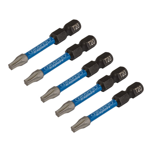 Draper-Expert-TX-STARÂ®-Impact-Screwdriver-Bits,-T20-x-50mm,-1/4"-Hex-(Pack-of-5)