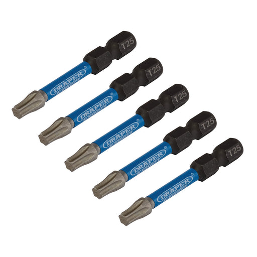 Draper-Expert-TX-STARÂ®-Impact-Screwdriver-Bits,-T25-x-50mm,-1/4"-Hex-(Pack-of-5)
