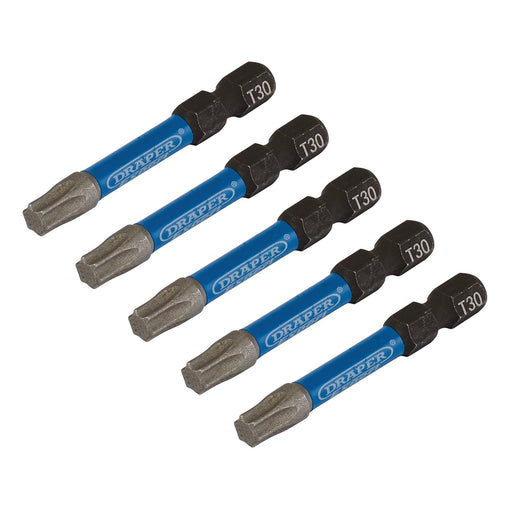 Draper-Expert-TX-STARÂ®-Impact-Screwdriver-Bits,-T30-x-50mm,-1/4"-Hex-(Pack-of-5)