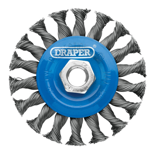 Steel-Twist-Knot-Flat-Wire-Wheel-Brush,-100mm,-M14