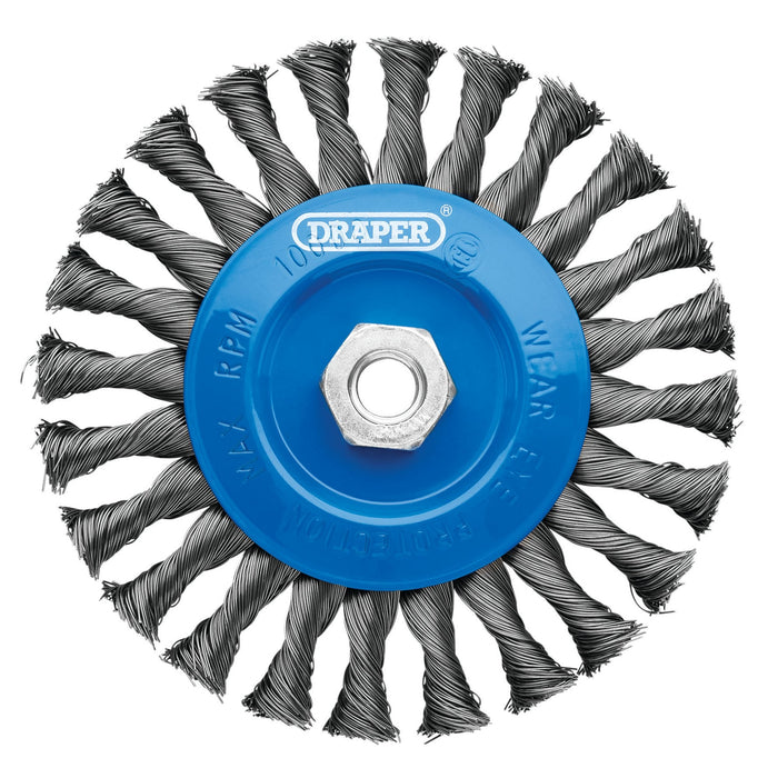 Steel-Twist-Knot-Flat-Wire-Wheel-Brush,-150mm,-M14