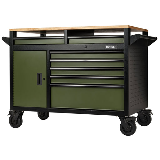BUNKERÂ®-14-Drawer-Multi-Functional-Workbench-Roller-Tool-Cabinet,-48",-Green