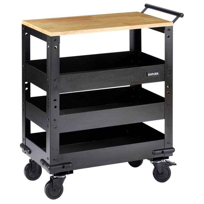 BUNKERÂ®-3-Tier-Trolley-with-Pull-Handle-and-Hardwood-Worktop,-714mm