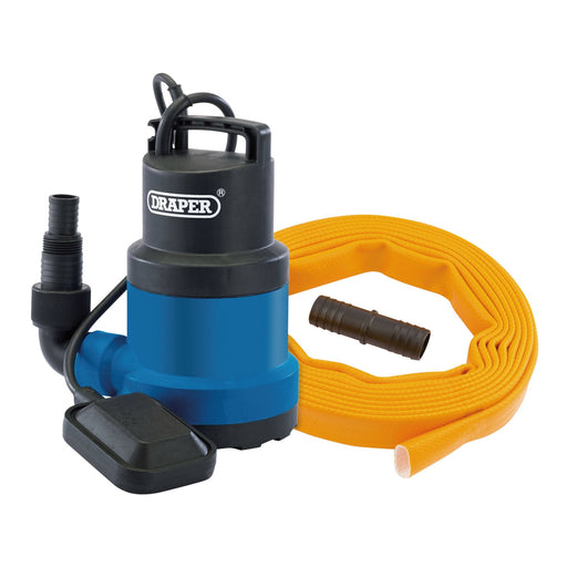 Submersible-Clean-Water-Pump-with-Float-Switch-and-Layflat-Hose,-191L/min,-550W