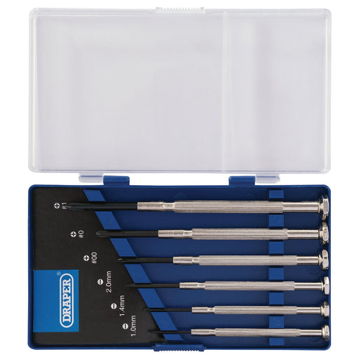 Precision-Screwdriver-Set,-3-x-Plain-Slot,-3-x-Cross-Slot-(6-Piece)