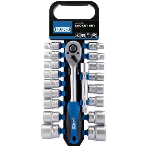 Metric-Socket-and-Ratchet-Set,-1/2"-Sq.-Dr.-(19-Piece)
