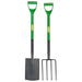 Carbon-Steel-Garden-Fork-and-Spade-Set,-Green