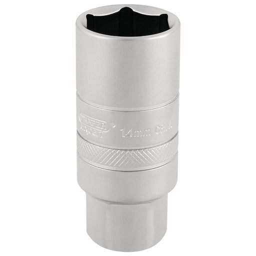 14mm-Thread-6-Point-Satin-Chrome-Spark-Plug-Socket,-3/8"-Sq.-Dr.,-21mm