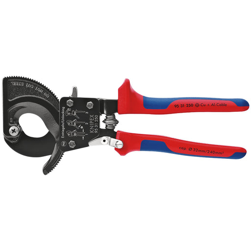 KNIPEX-95-31-250-Ratchet-Action-Cable-Cutter,-250mm