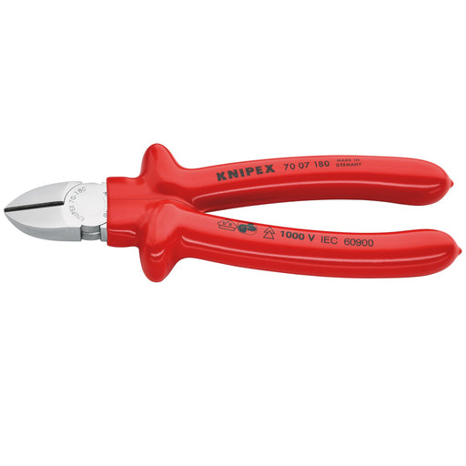 KNIPEX-70-07-180-Diagonal-Cutter-with-dipped-insulation,-VDE-tested-chrome-plated,-180mm