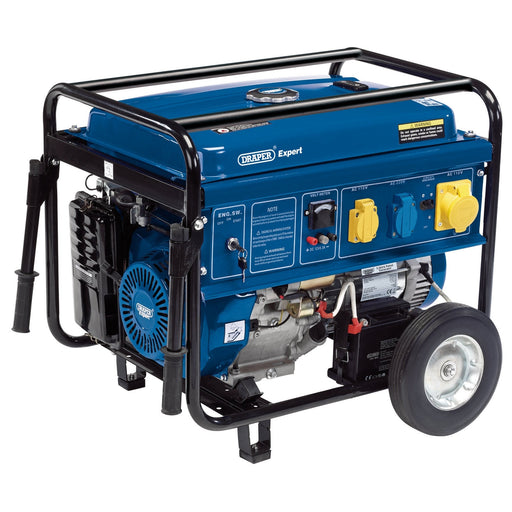 Draper-Expert-Petrol-Generator-with-Wheels,-5000W