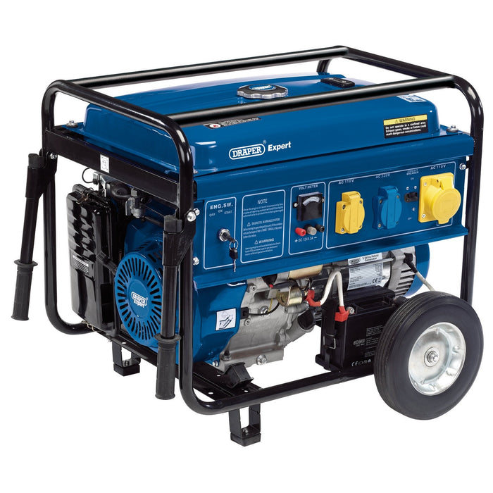 Draper-Expert-Petrol-Generator-with-Wheels,-5000W