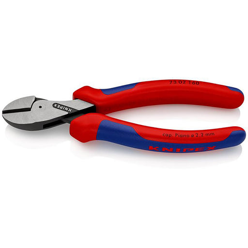 KNIPEX-73-02-160-X-Cut®-Compact-Diagonal-Cutter-high-lever-transmission-with-multi-component-grips-black-atramentized,-160mm