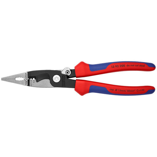 KNIPEX-13-92-200-Pliers-for-Electrical-Installation-with-multi-component-grips-black-atramentized,-200mm