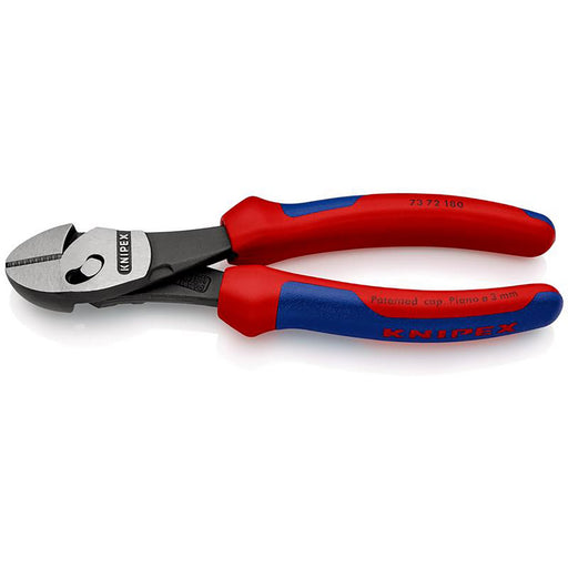 KNIPEX-73-72-180-TwinForce®-High-Performance-Diagonal-Cutters-with-multi-component-grips-black-atramentized,-180mm