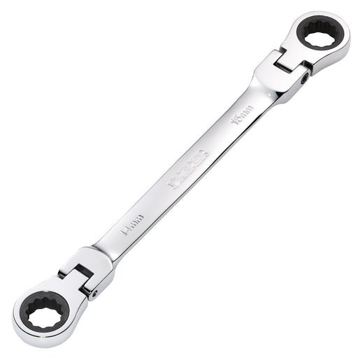 Draper-HI-TORQ®-Metric-Flexible-Head-Double-Ring-Ratchet-Spanner,-14-x-15mm