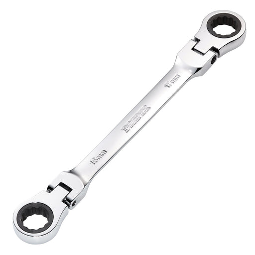 Draper-HI-TORQ®-Metric-Flexible-Head-Double-Ring-Ratchet-Spanner,-16-x-17mm