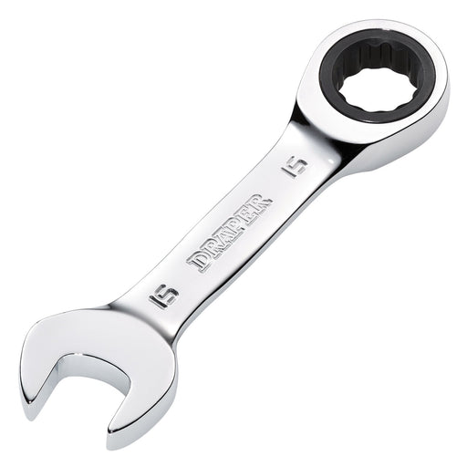Draper-HI-TORQÂ®-Metric-Stubby-Ratchet-Combination-Spanner,-15mm