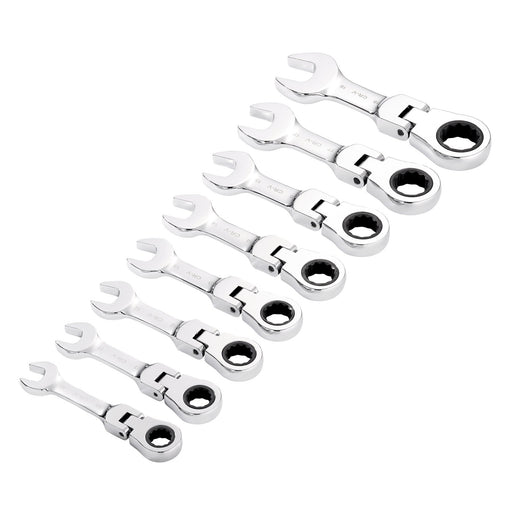 Draper-HI-TORQ®-Metric-Stubby-Flexible-Head-Ratchet-Combination-Spanner-Set-(8-Piece)