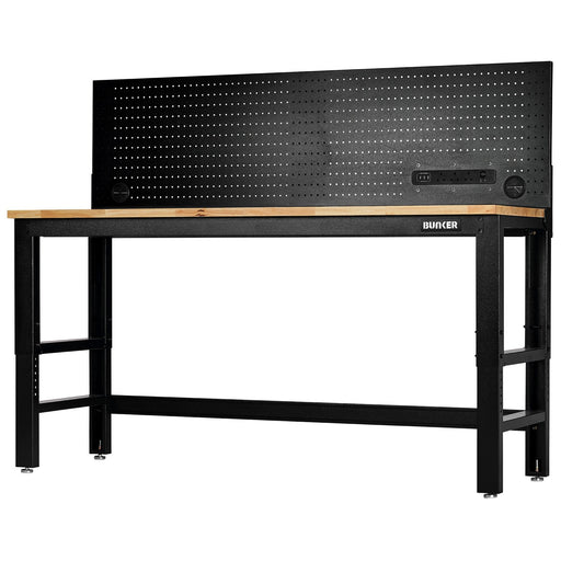 BUNKERÂ®-Workbench-with-Hardwood-Worktop-and-Power-Pegboard,-1830mm