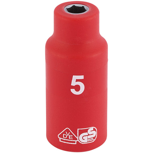 Fully-Insulated-VDE-Socket,-1/4"-Sq.-Dr.,-5mm