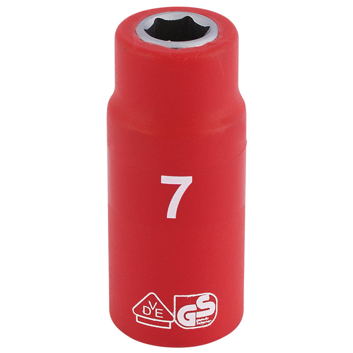 Fully-Insulated-VDE-Socket,-1/4"-Sq.-Dr.,-7mm
