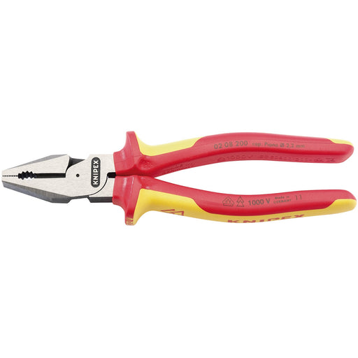 KNIPEX-02-08-200UKSBE-VDE-Fully-Insulated-High-Leverage-Combination-Pliers,-200mm