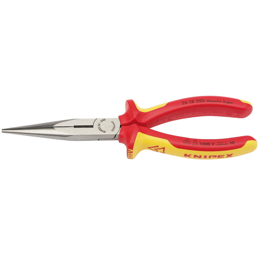 KNIPEX-26-18-200UKSBE-VDE-Fully-Insulated-Long-Nose-Pliers,-200mm