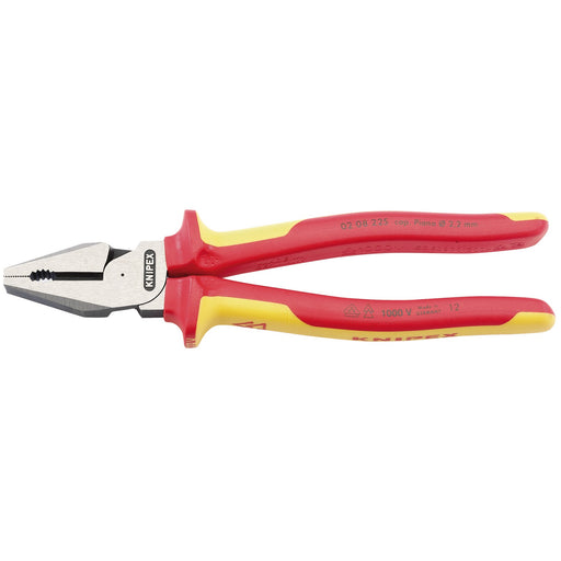 KNIPEX-02-08-225UKSBE-VDE-Fully-Insulated-High-Leverage-Combination-Pliers,-225mm