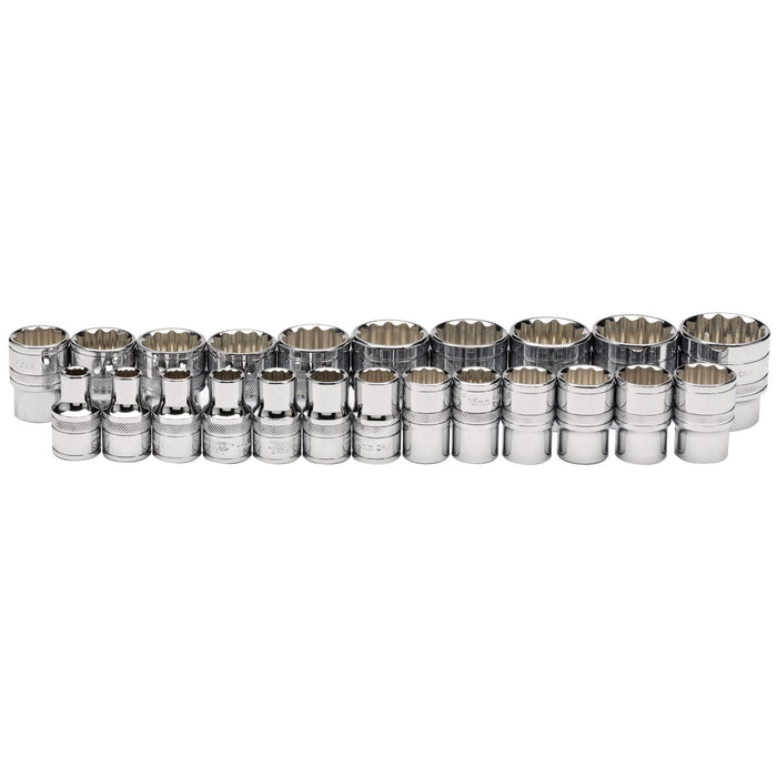 Loose-Metric-Socket-Set,-1/2"-Sq.-Dr.,-Polished-Chrome-(23-Piece)