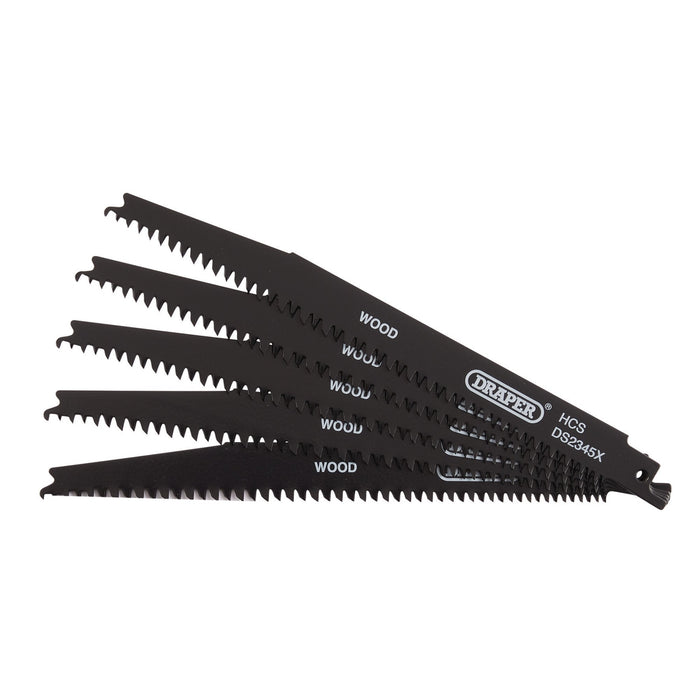 Reciprocating-Saw-Blades-for-Wood-and-Plastic-Cutting,-200mm,-6-10tpi-(Pack-of-5)