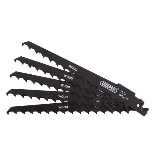 Reciprocating-Saw-Blades-for-Wood-and-Plastic-Cutting,-150mm,-3tpi-(Pack-of-5)