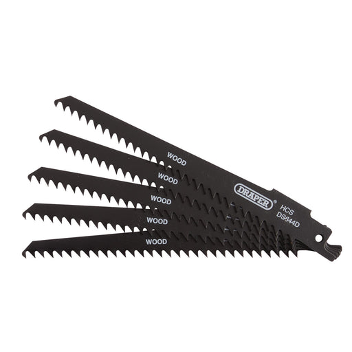 Reciprocating-Saw-Blades-for-Wood-and-Plastic-Cutting,-150mm,-6tpi-(Pack-of-5)