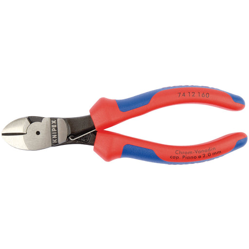 KNIPEX-74-12-160-High-Leverage-Diagonal-Side-Cutters-with-Return-Spring,-160mm