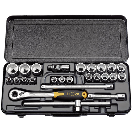 Elora-Metric-Socket-Set,-1/2"-Sq.-Dr.-(25-Piece)