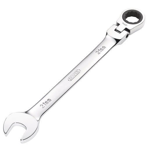 Draper-HI-TORQÂ®-Metric-Flexible-Head-Ratcheting-Combination-Spanner,-21mm