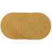 Gold-Sanding-Discs-with-Hook-&-Loop,-125mm,-320-Grit,-8-Dust-Extraction-Holes-(Pack-of-10)