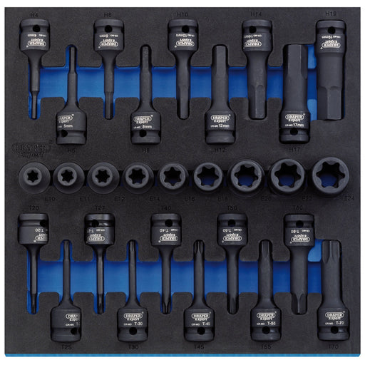 Draper-Expert-TX-STAR®-Impact-&-Hex-Socket-Set-in-1/2-Drawer-EVA-Insert-Tray,-1/2"-Sq.-Dr.-(28-Piece)
