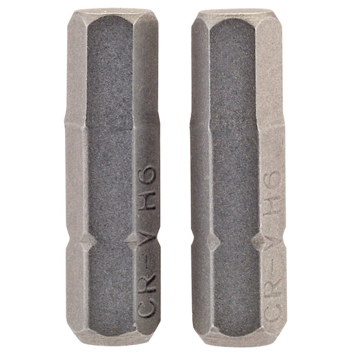 Hexagonal-Insert-Bit,-6mm,-1/4"-Hex,-25mm-Long-(Pack-of-2)