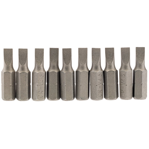 Plain-Slot-Insert-Bit,-4.5mm,-1/4"-Hex,-25mm-Long-(Pack-of-10)