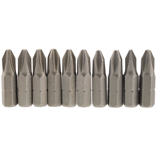 Cross-Slot-Insert-Bit,-1/4"-Hex,-25mm-Long,-No.2-(Pack-of-10)